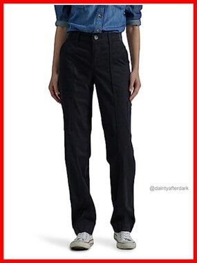 Petite Ultra Lux Comfort Flex-to-Go Utility Pants Loose Fit Straight Leg